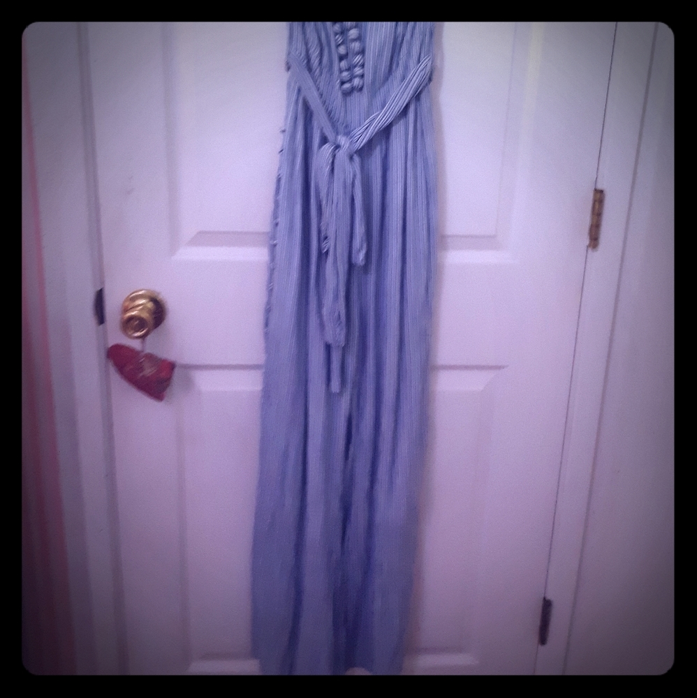 MAEVE Blue Pin Stripe Jumpsuit